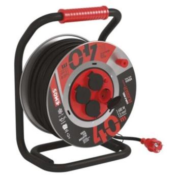 Kültéri kábeldob 40 m, 4 aljzat, fekete, gumi-neoprén, 230V, 2,5 mm2, IP44, EMOS, P19224 kép