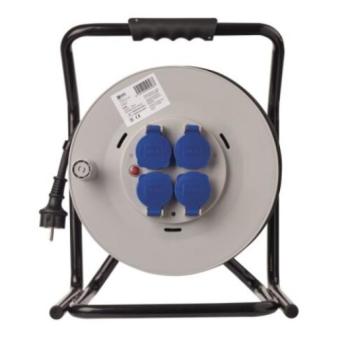 Kültéri kábeldob 50 m, 4 aljzat, fekete, gumi, 230 V, 2,5 mm2, 230V, IP44, EMOS, P19221 kép
