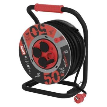 Kültéri kábeldob 50 m, 4 aljzat, fekete, gumi-neoprén, 230V, 1,5 mm2, IP44, EMOS, P19223 kép