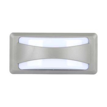 Kültéri LED fali lámpa kétirányú, 12w, 6400K, hideg fehér, 1160lm, 130°, szürke, CRI>80, IP65, V-TAC, 218247 kép