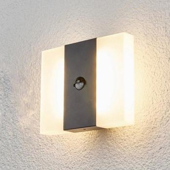 LED-érzékelős Kumi, grafit, IP44, kültéri fali lámpa kép