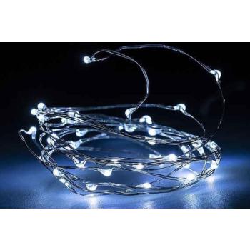 LAALU LED drót fényfüzér - ezüst, hideg fehér, 190 cm