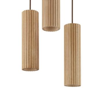 Lakewood függő világítás, barna, fa, Ø 28 cm, 3 izzós