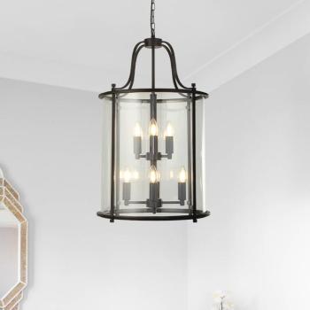 Lantern Grande függőlámpa, fekete/tiszta, üveg, E14 kép
