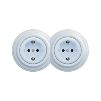 lap - Dupla retro fali aljzat kerettel SCHUKO 230V kék 2xKA0026+2xKA0108 kép