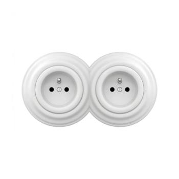lap - Dupla retro fali konnektor kerettel 230V hófehér 2xKA0152+2xKA0150 kép