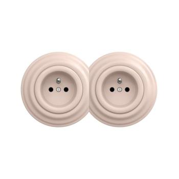lap - Dupla retro háztartási konnektor kerettel 230V antik rózsaszín 2xKA0120+2xKA0118 kép