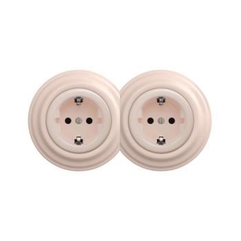 lap - Dupla retro otthoni fali aljzat kerettel SCHUKO 230V/16A antik rózsaszín 2xKA0120+2xKA0143 kép