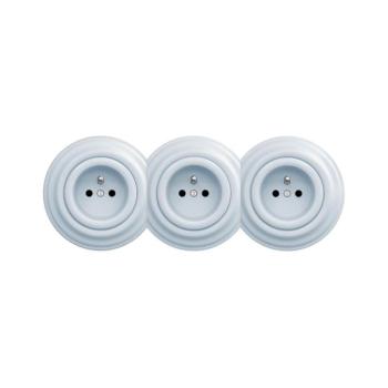 lap - három aljzatos retro fali konnektor kerettel 230 V kék KA0027+2xKA0026+3xKA0024 kép
