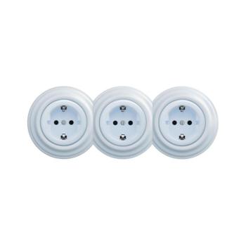 lap - Három aljzatú retro fali dugalj kerettel, SCHUKO 230V, kék KA0027+2xKA0026+3xKA0108 kép