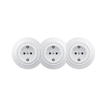 lap - Háromaljzatos retro fali konnektor kerettel SCHUKO 230V hófehér KA0153+2xKA0152+3xKA0160 kép
