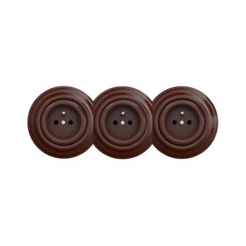 lap - Háromaljzatú retro háztartási konnektor kerettel, 230 V, barna KA0036+2xKA0035+3xKA0033 kép