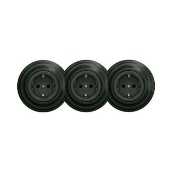 lap - Háromfoglalatos retro konnektor kerettel SCHUKO 230V zöld KA0063+2xKA0062+3xKA0112 kép