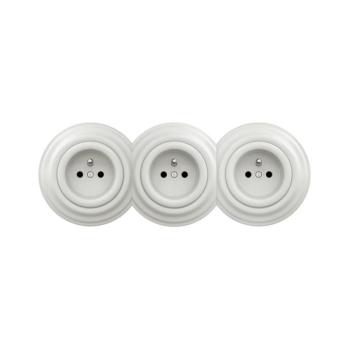 lap - Háromtagos retro fali aljzat kerettel 230V, kerámiafehér KA0009+2xKA0008+3xKA0006 kép