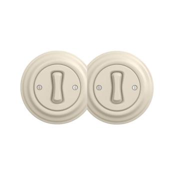 lap - Kettős retro egypólusú kapcsoló 1-es kerettel bézs 2xKA0135+2xKA0128 kép