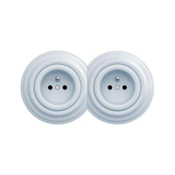 lap - Kettős retro fali aljzat kerettel, 230 V, kék 2xKA0026+2xKA0024 kép