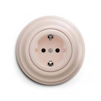 lap - Retro fali konnektor kerettel SCHUKO 230V/16A antik rózsaszín KA0119+KA0143 kép