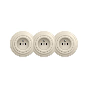 lap - Retro három aljzatú fali konnektor kerettel 230V bézs KA0136+2xKA0135+3xKA0133 kép