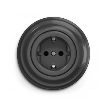 lap - Retro háztartási fali SCHUKO aljzat kerettel, 230V/16A, antracit KA0043+KA0110 kép