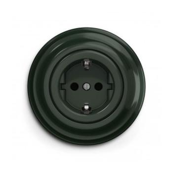 lap - Retro háztartási SCHUKO aljzat kerettel 230V/16A, zöld KA0061+KA0112 kép