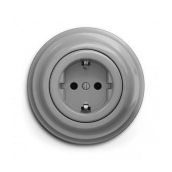 lap - Retro keretes fali konnektor SCHUKO 230V/16A szürke KA0052+KA0111 kép