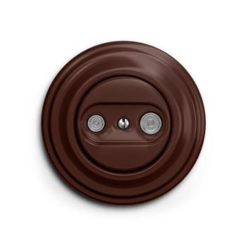 lap - Retro TV+R végső előfizetői aljzat kerettel, barna KA0034+KA0076 kép