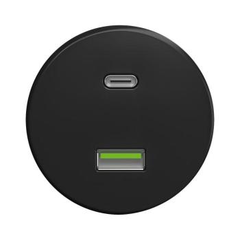 lap - Retro USB aljzat A+C keret nélkül fekete C/USB kép