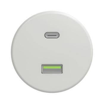 lap - Retro USB aljzat A+C, keret nélküli, kerámiafehér K/USB kép