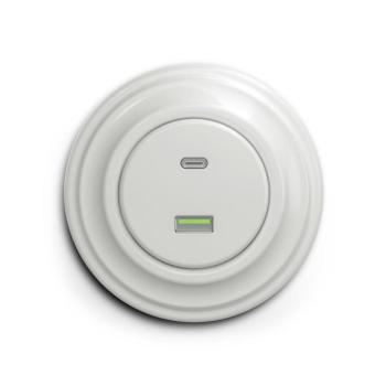 lap - Retro USB aljzat A+C, kerettel, kerámiafehér KA0007+KA0067 kép