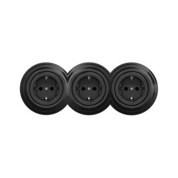 lap - Tripla retro fali konnektor kerettel, SCHUKO, 230 V, fekete KA0018+2xKA0017+3xKA0107 kép