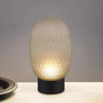 LED akkumulátoros asztali világítás Facette, zöld, USB, üveg, kép