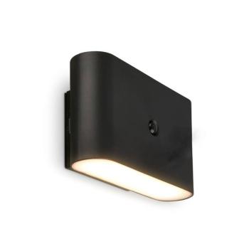LED akkumulátoros fali lámpa Chat, fekete, 16 cm, műanyag, érzékelő kép