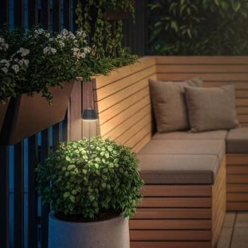 LED akkumulátoros földi tüskés lámpa RIFFLE NANO, antracit Ø 6 cm, 2 db-os