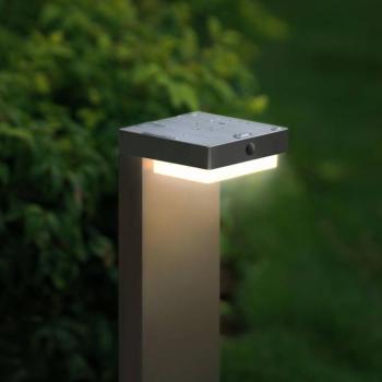 LED akkumulátoros kültéri útjelző lámpa 800104, antracit, IP44, érzékelő kép