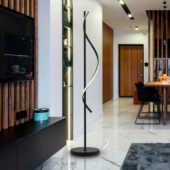 LED álló lámpa Boa, magasság 170 cm, fekete, fém kép