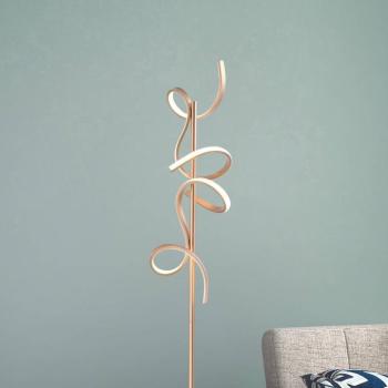 LED álló lámpa Curls, sárgaréz, fém, 156 cm magas, dimmelhető kép