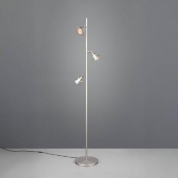 LED álló lámpa Romeo, magasság 150 cm, nikkel színű fém, 3 izzós. kép