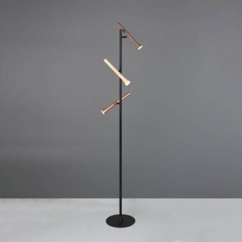 LED állólámpa Fiato, 3-lámpás, matt fekete, fém, fényerőszabályzóval kép