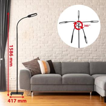 LED állólámpa Office Step, fényerőszabályzó, fekete kép