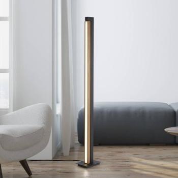 LED állólámpa PURE Lines, fekete, fa, távirányítóval, 140 cm