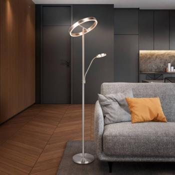 LED állólámpa Willis, nikkel, magasság 180 cm, fém CCT fényerőszabályzóval kép