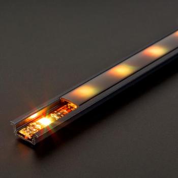LED aluminium profil sín – 2000 x 23(17) x 8 mm – süllyeszthető U profil – fekete kép