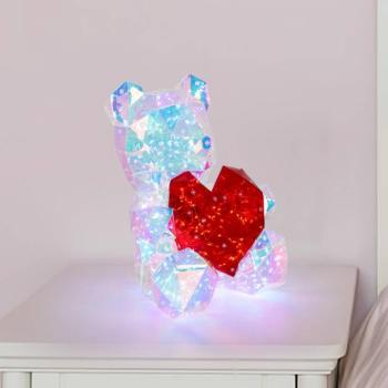 LED asztali lámpa Brondar medve, piros, magasság 32 cm kép