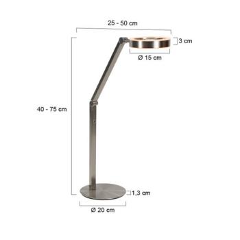LED asztali lámpa Ringlux, acélszínű, fém, 2700 K, dimmelhető kép