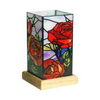 LED asztali világítás Art Light Rose, fa talp, akril, színes kép
