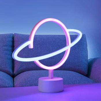 LED asztali világítás Neon Saturn, elemes kép