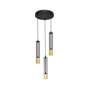 LED Csillár zsinóron BARS 3xGU10/4,8W/230V fekete/arany W-KD 1115/3 GO+BK+GO kép