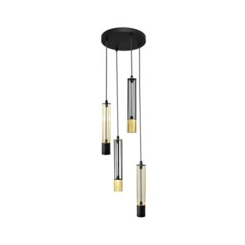 LED Csillár zsinóron BARS 4xGU10/4,8W/230V fekete/arany W-KD 1115/4 BK+GO MIX kép