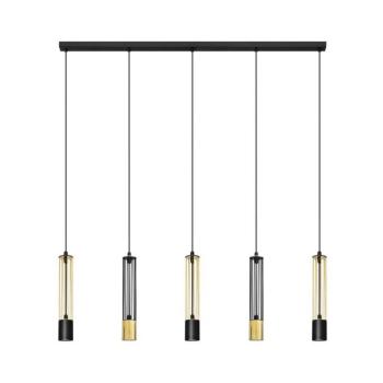 LED Csillár zsinóron BARS 5xGU10/4,8W/230V fekete/arany W-L 1115/5 BK+GO MIX kép