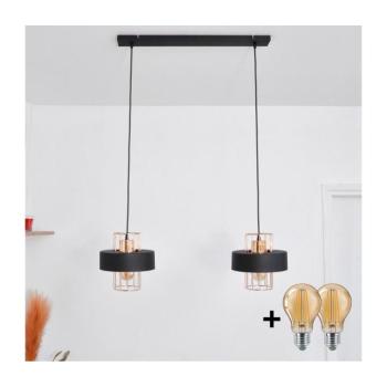 LED Csillár zsinóron VOLTA 2xE27/15W/230V fekete/arany W-L 1377/2 BK+BR kép